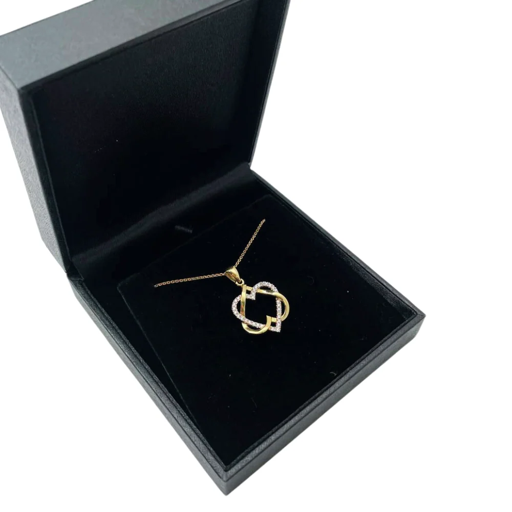 Intertwined Hearts Star of David Diamond 14K Gold Pendant - Image 5