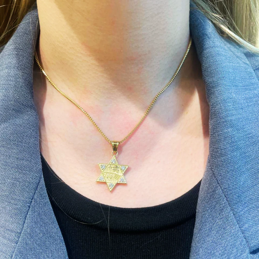 Diamond Jerusalem Wall Star of David Pendant in 14K Gold - Image 5