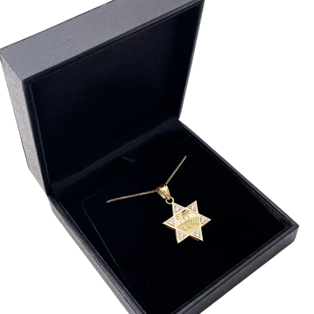 Diamond Jerusalem Wall Star of David Pendant in 14K Gold - Image 8