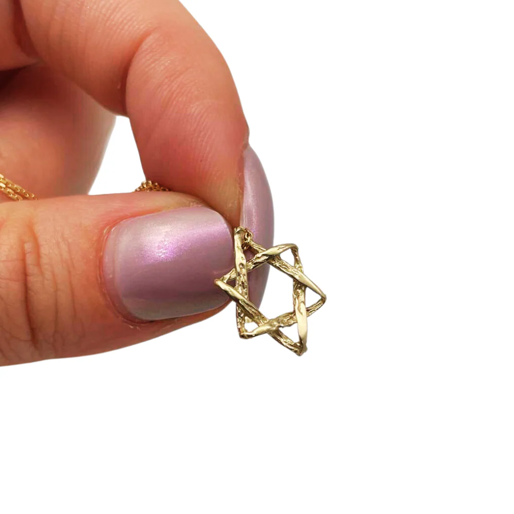 Star of David Necklace in 14K Gold Braided Style - Image 2