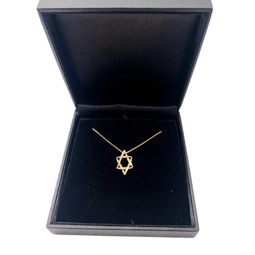 Star of David Necklace in 14K Gold Braided Style - Image 5