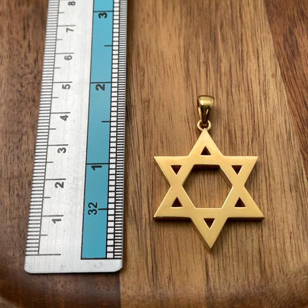 18K Gold Star of David Pendant - Large Heavyweight 35 MM - Image 6