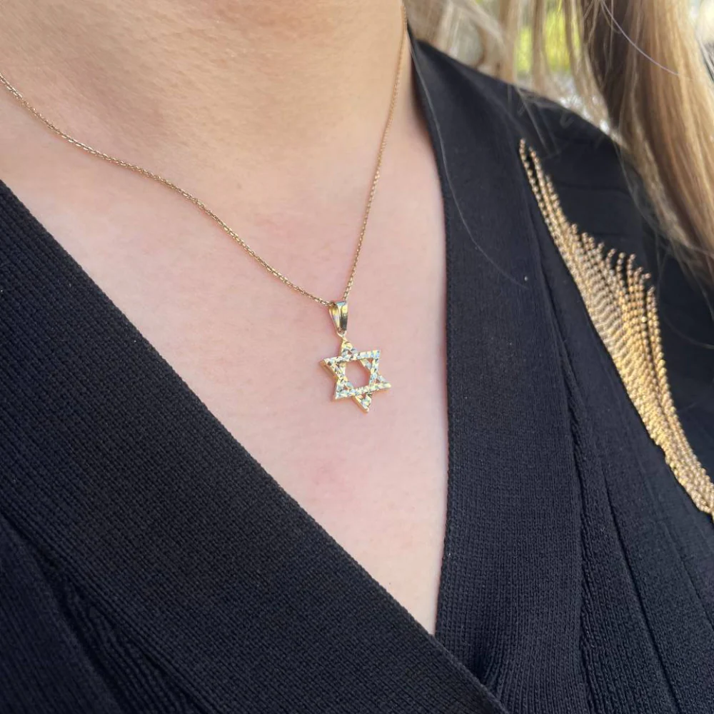 Diamond Cut Star of David Pendant in 14K Gold - Image 5