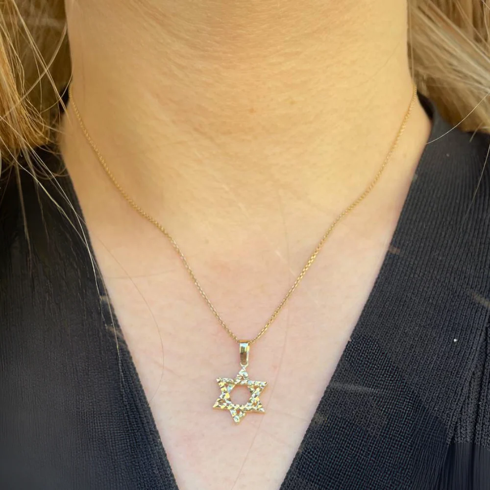 Diamond Cut Star of David Pendant in 14K Gold - Image 6