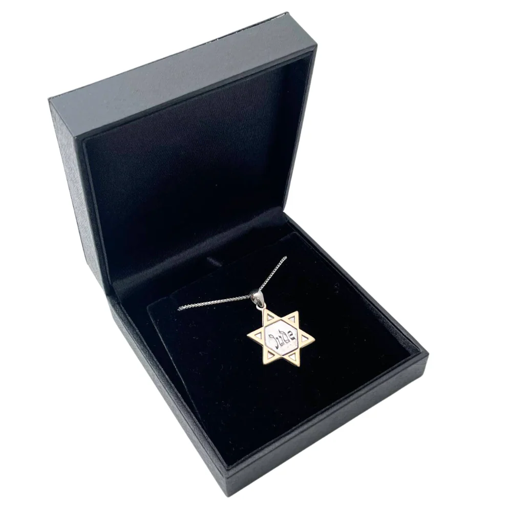 Star of David Jude Never Again October 7 Pendant in 14K Gold - Image 4