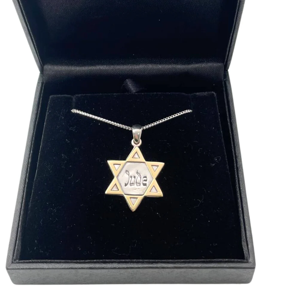 Star of David Jude Never Again October 7 Pendant in 14K Gold - Image 5