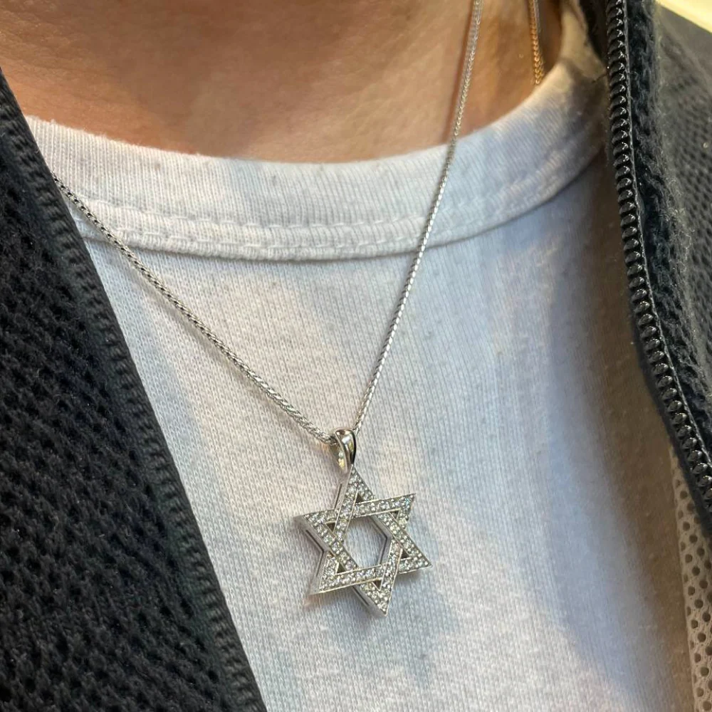 Classic Diamond Star of David Pendant in 18k White Gold - Image 9