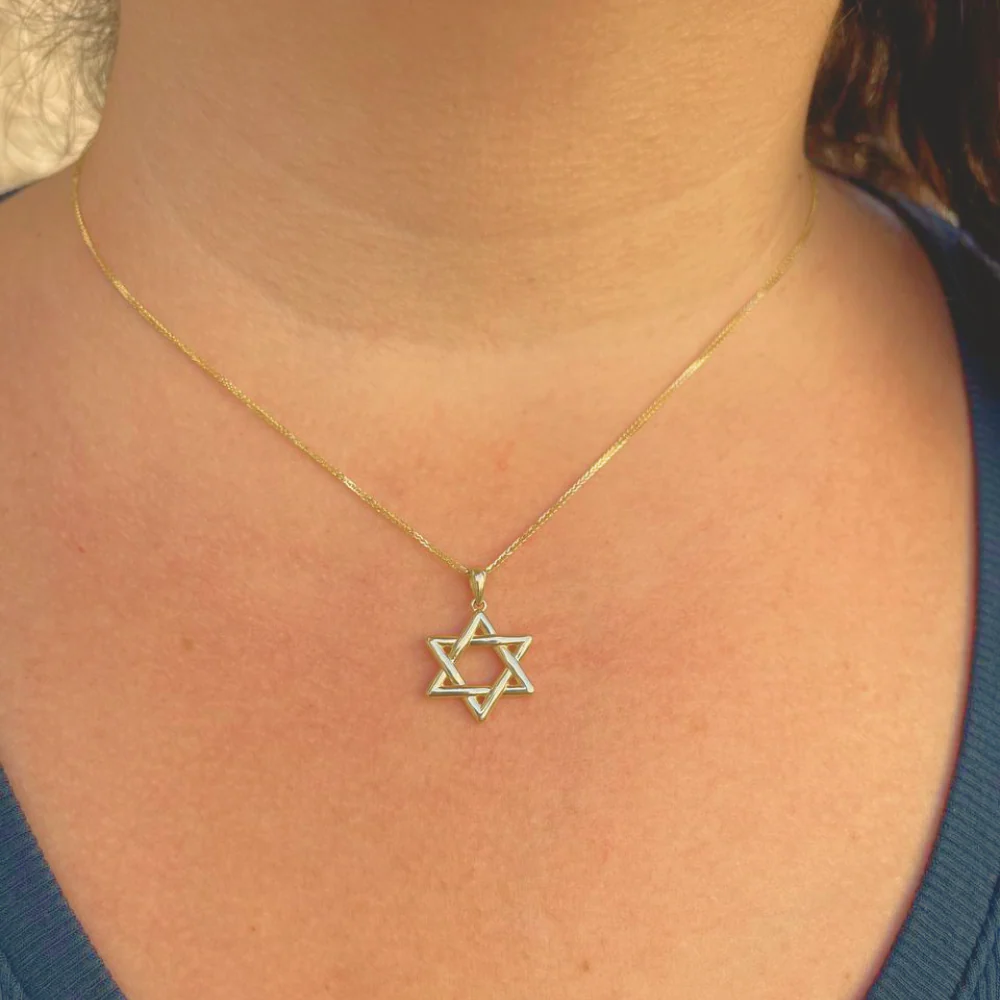 Wavy Star of David Pendant 14k Gold - Image 4