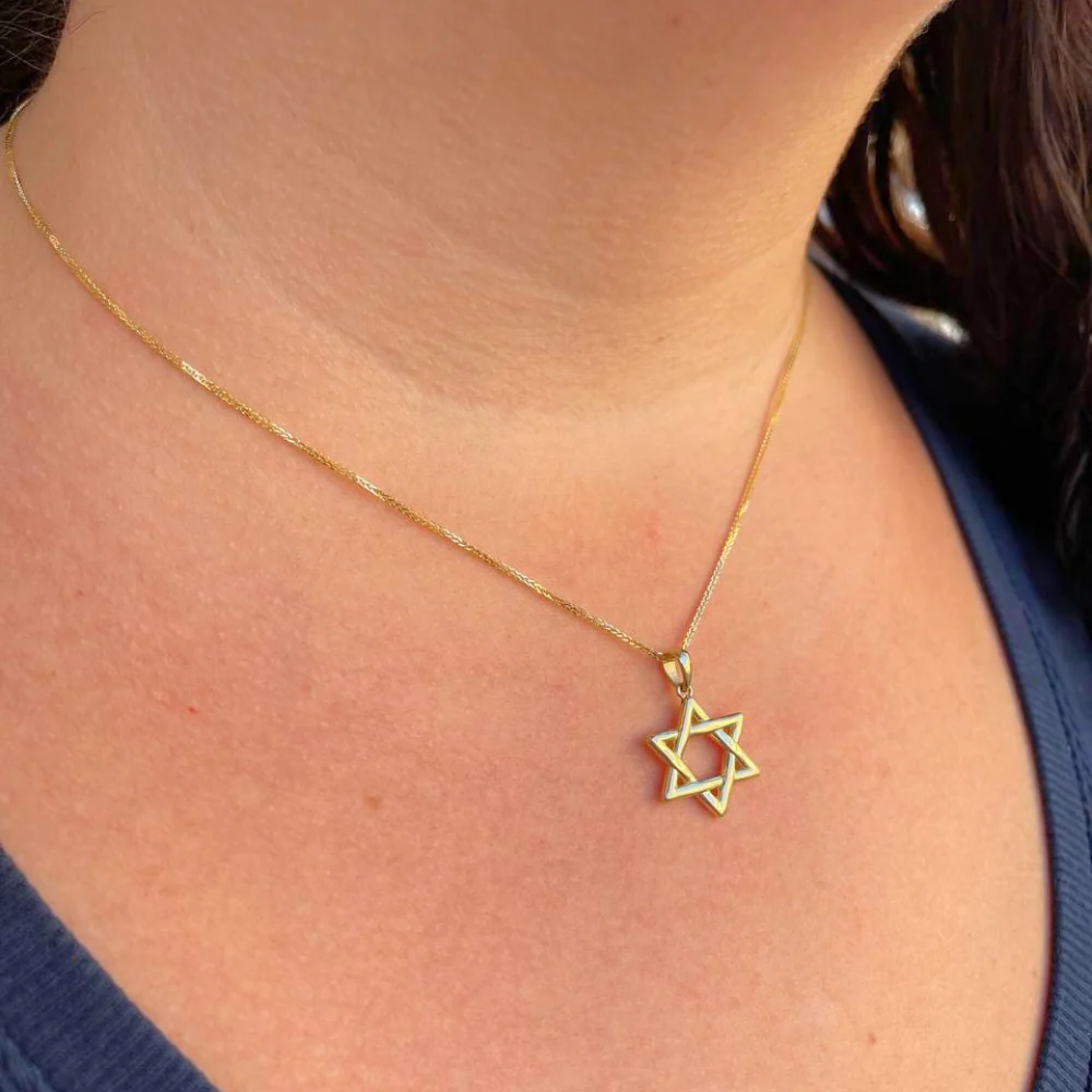 Wavy Star of David Pendant 14k Gold - Image 5
