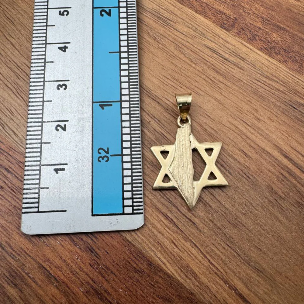 Star of David with Israel Map in 14K Gold Pendant - Image 4
