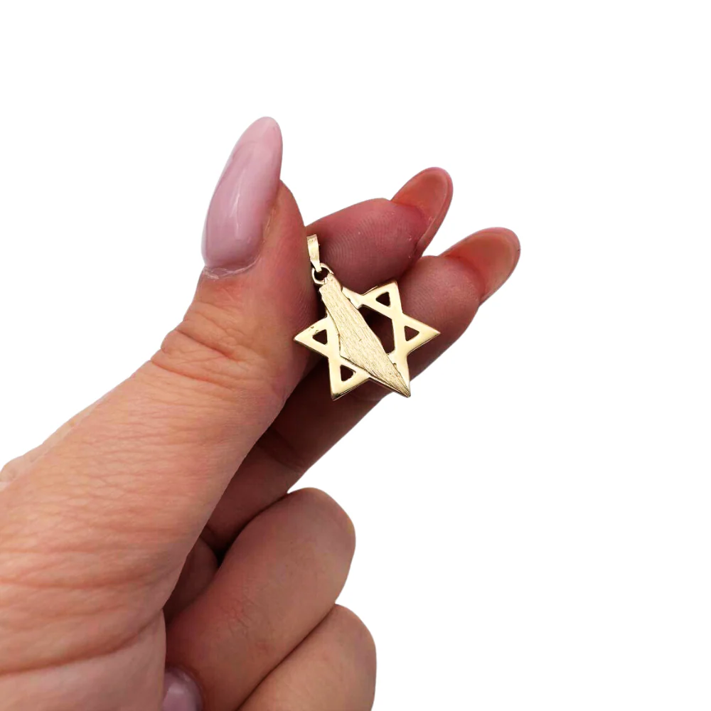 Star of David with Israel Map in 14K Gold Pendant - Image 5