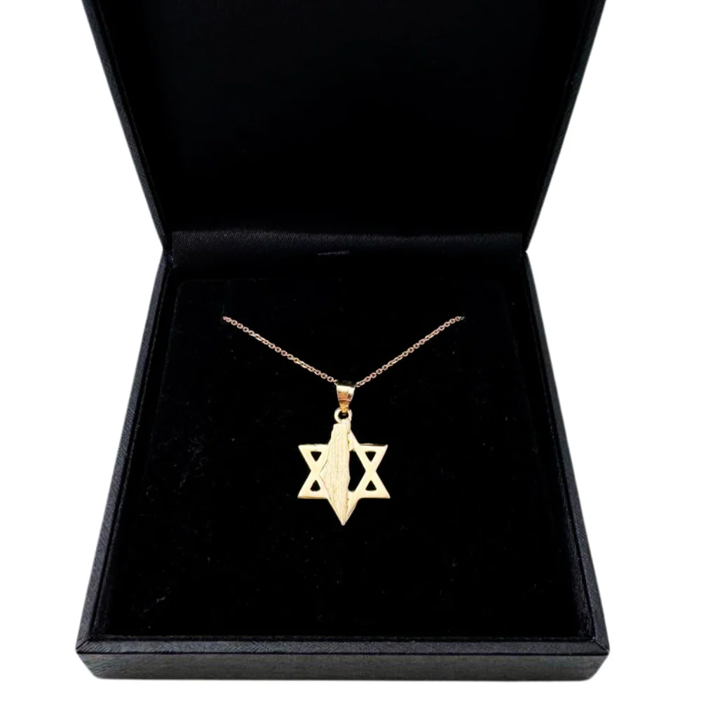 Star of David with Israel Map in 14K Gold Pendant - Image 8