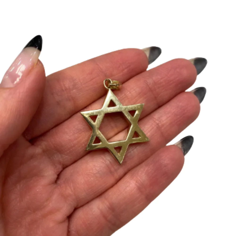 Domed 14K Gold Star of David Pendant - Image 2