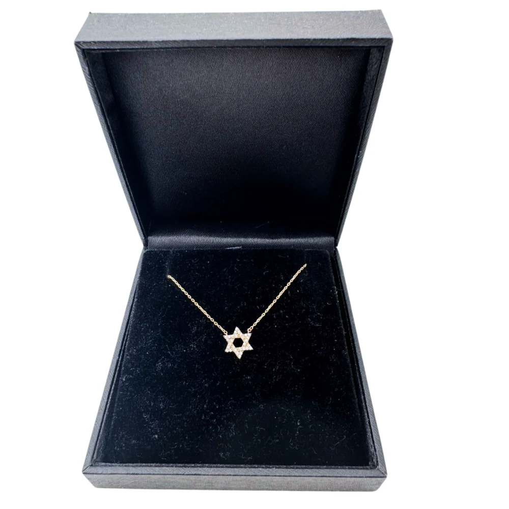 Diamond Star of David Necklace in 14K Gold - 10 mm - Image 8