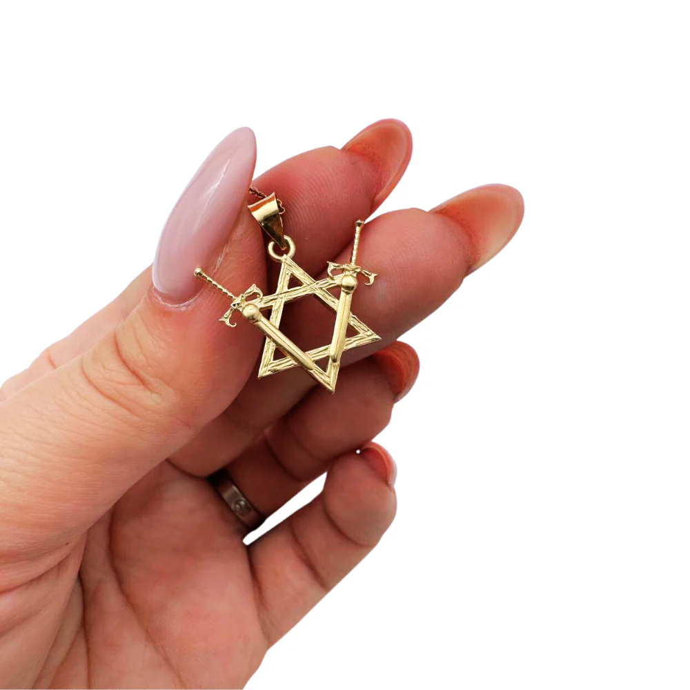 Victory Swords and Star of David Pendant in 14K Gold - Image 2