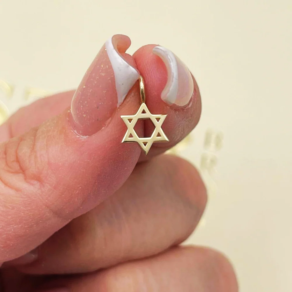 Solid 14K Gold Minimalist Star of David Pendant - Image 5