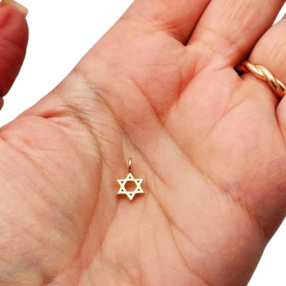 Solid 14K Gold Minimalist Star of David Pendant - Image 6