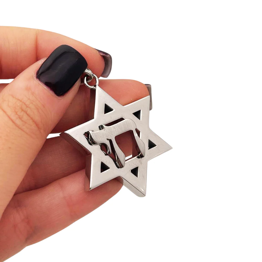 Heavyweight Large Star of David and Chai Pendant in 14k Gold for Men - Image 4
