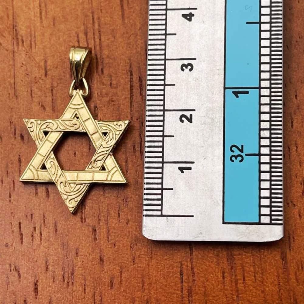 Vintage Style Star of David Pendant in 14K Gold - Image 4