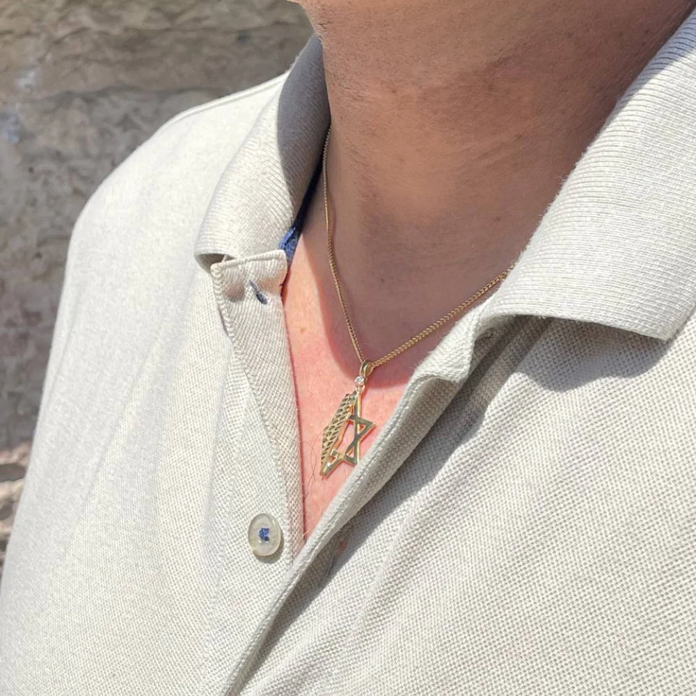 Star of David & Israel Map Pendant 14K Gold with Diamond Accent – Modern Jewish Symbol Necklace - Image 4