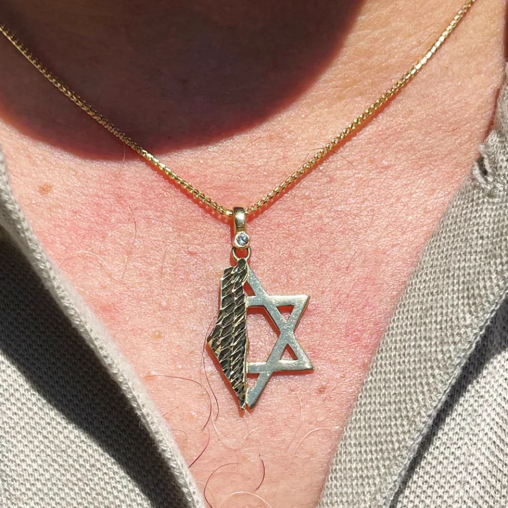 Star of David & Israel Map Pendant 14K Gold with Diamond Accent – Modern Jewish Symbol Necklace - Image 5