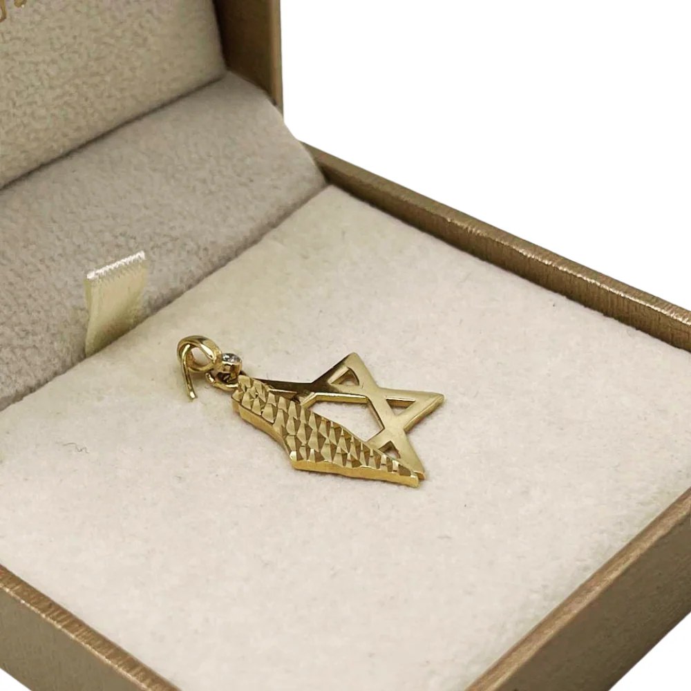 Star of David & Israel Map Pendant 14K Gold with Diamond Accent – Modern Jewish Symbol Necklace - Image 6