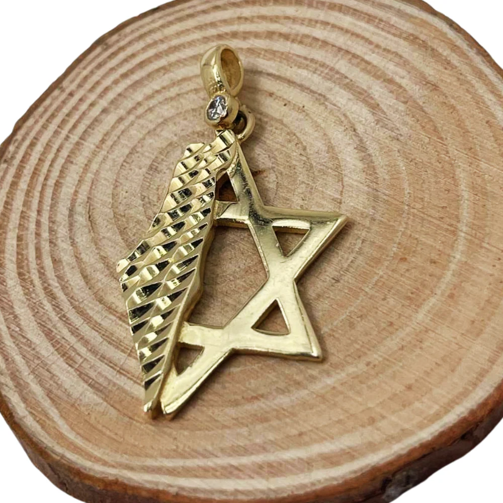 Star of David & Israel Map Pendant 14K Gold with Diamond Accent – Modern Jewish Symbol Necklace - Image 8
