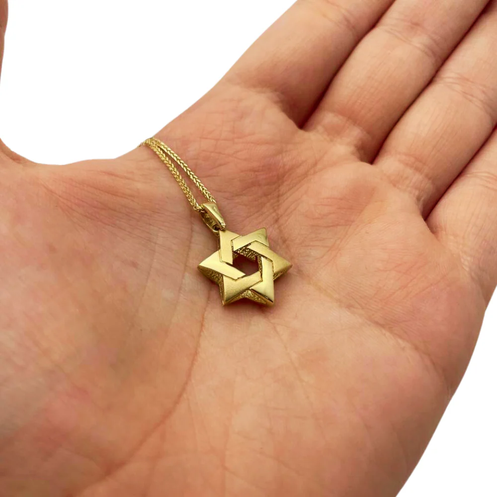 Pillow Intertwined 14k Gold Star of David Pendant - Image 4
