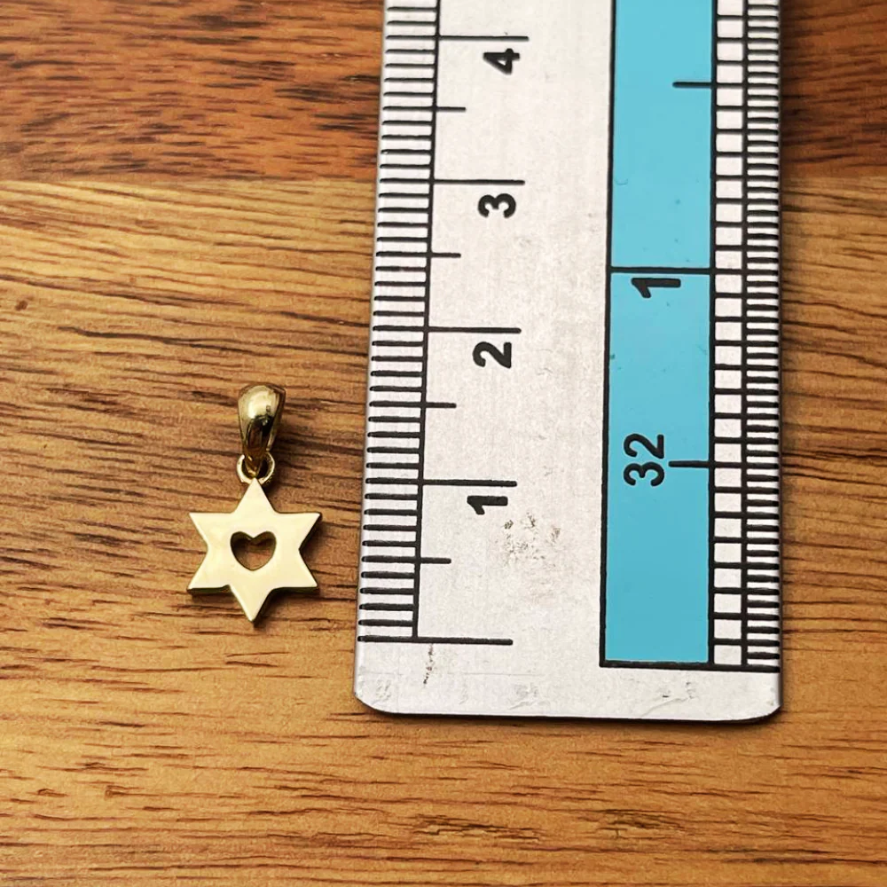 Dainty Heart Star of David 14K Gold Charm - Image 4