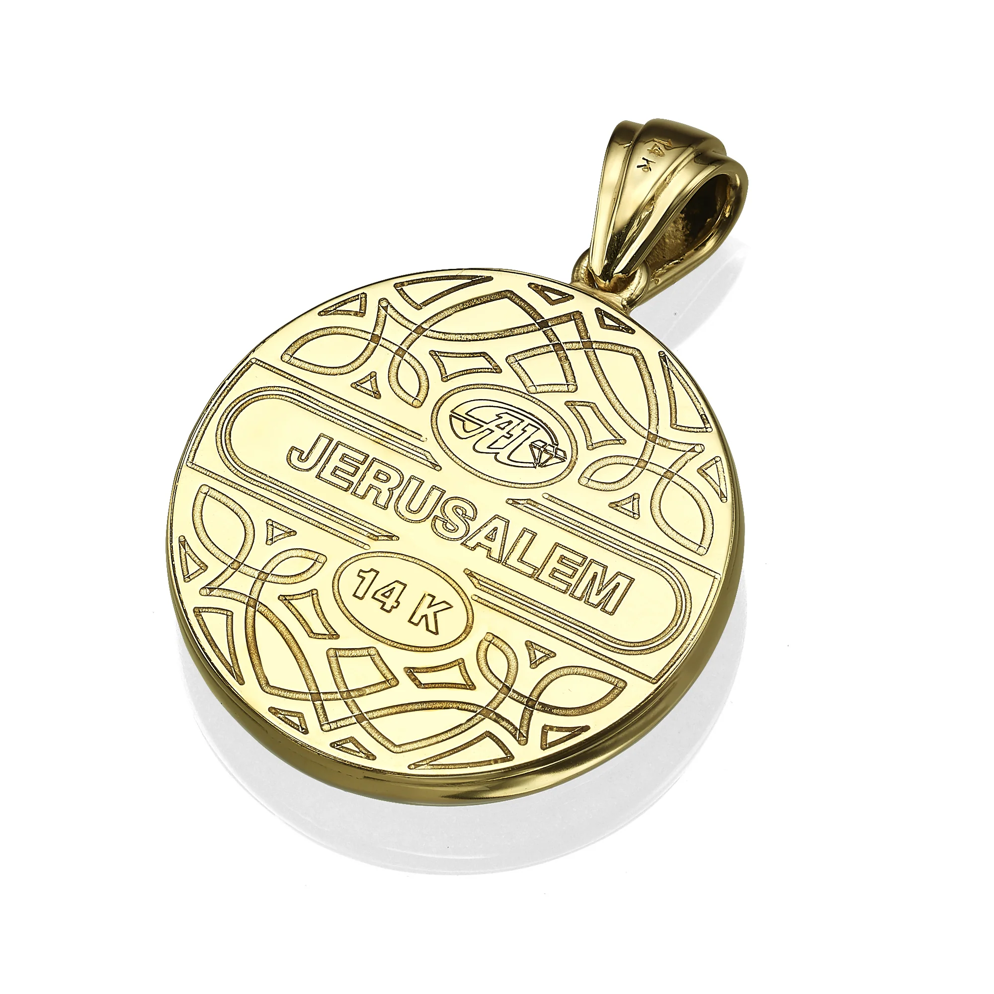 14K Yellow Gold Diamond-Studded Tree of Life Round Large Pendant - Image 2
