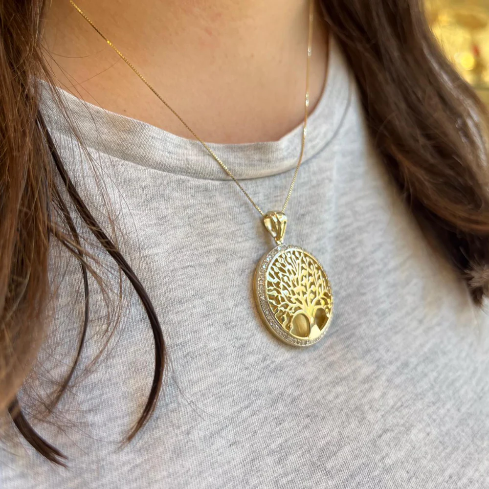 14K Gold and Diamond Tree of Life Pendant - Image 5