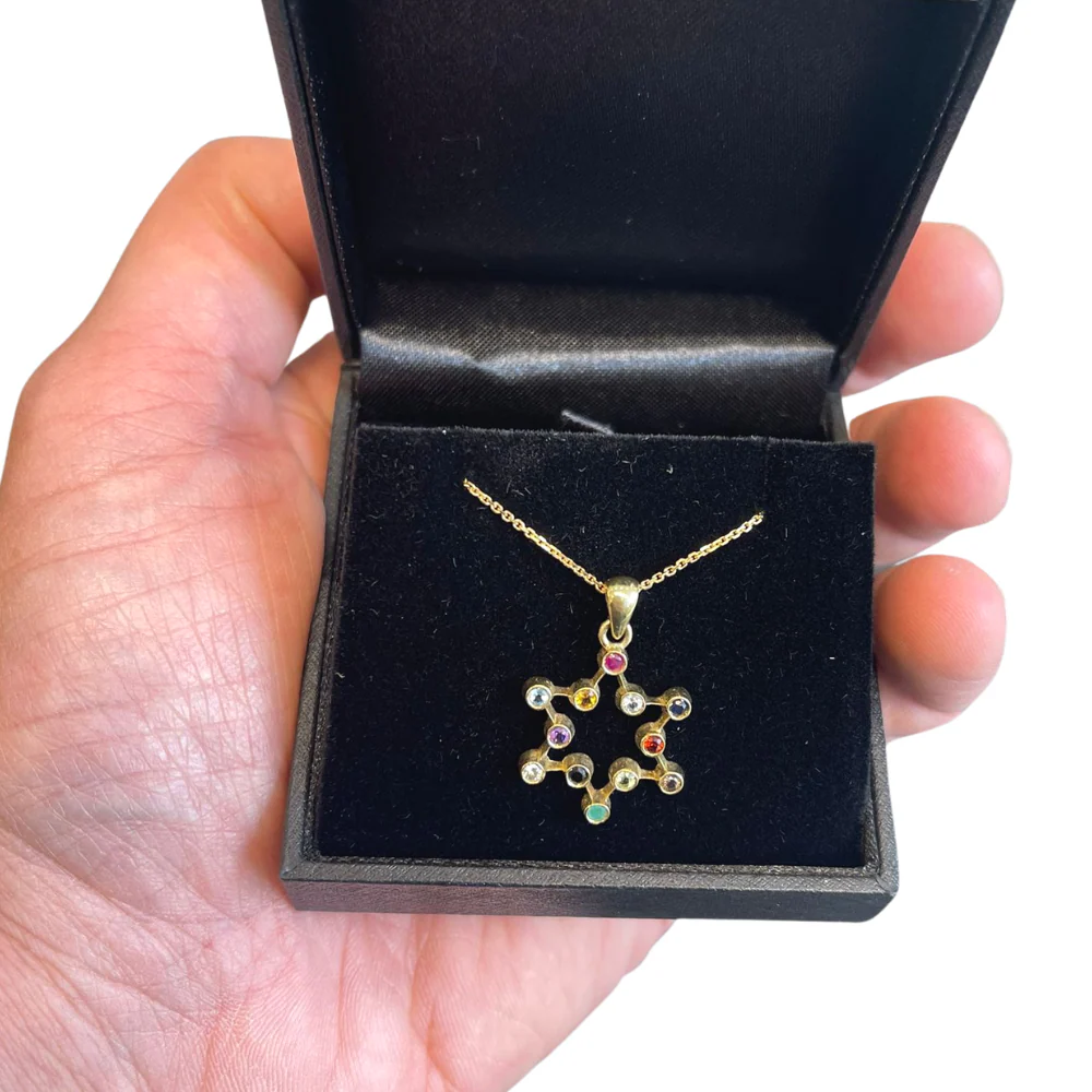 Star of David Pendant - 14K Yellow Gold Stylized Hoshen - Image 3