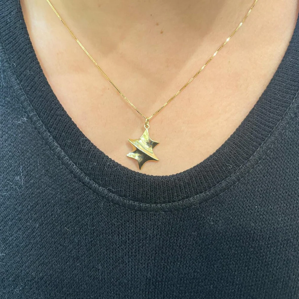 Contemporary Star of David Pendant in 14K Yellow Gold - Image 2