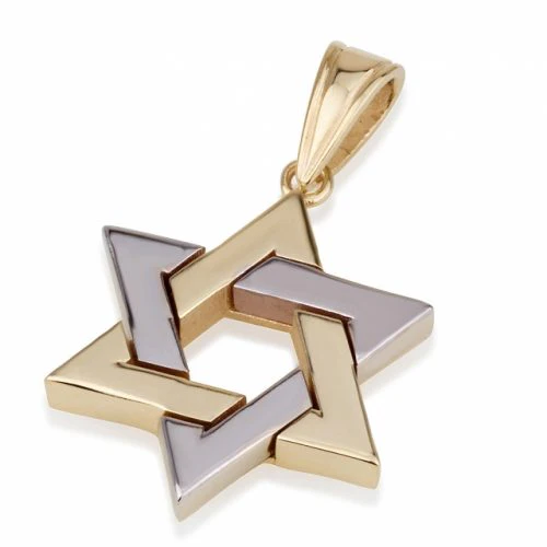14K Two Tone Gold Thick Star of David Pendant - Image 2