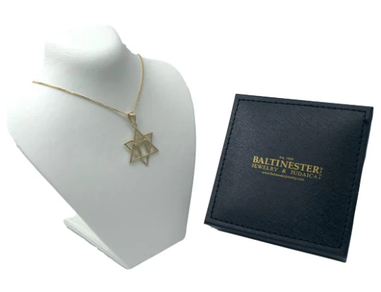 14k Gold Classic Star of David Hai Pendant - Image 4