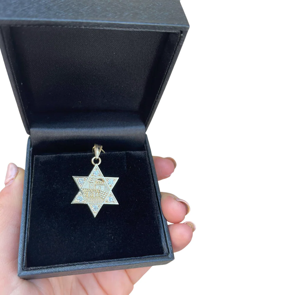 Jerusalem Diamond Thick Star of David Pendant in 18K Gold - Image 5