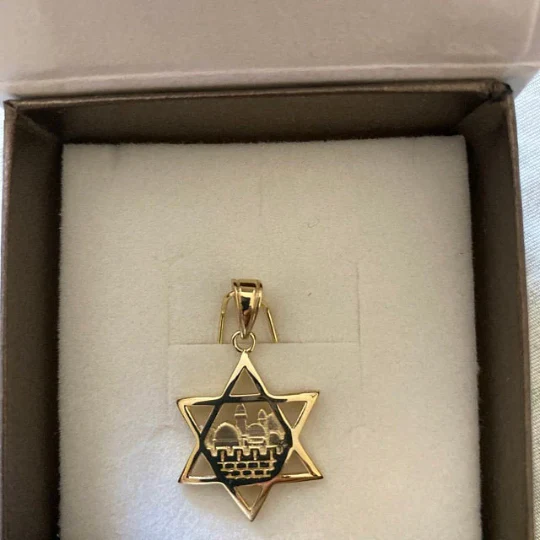 14k Gold Jerusalem Magen David Pendant - Image 2