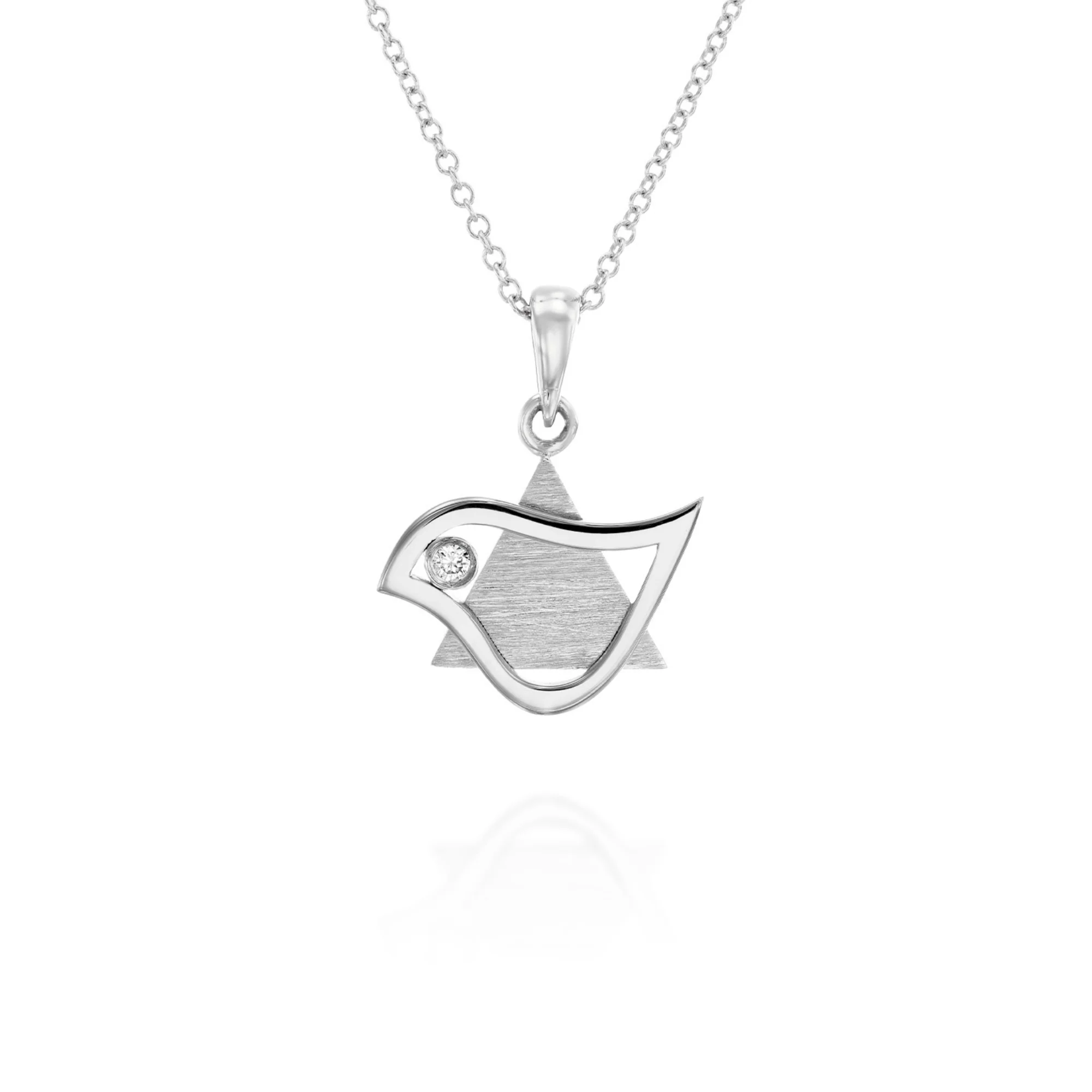 18k Gold Dove of Peace Diamond Star of David Pendant Small - Image 4