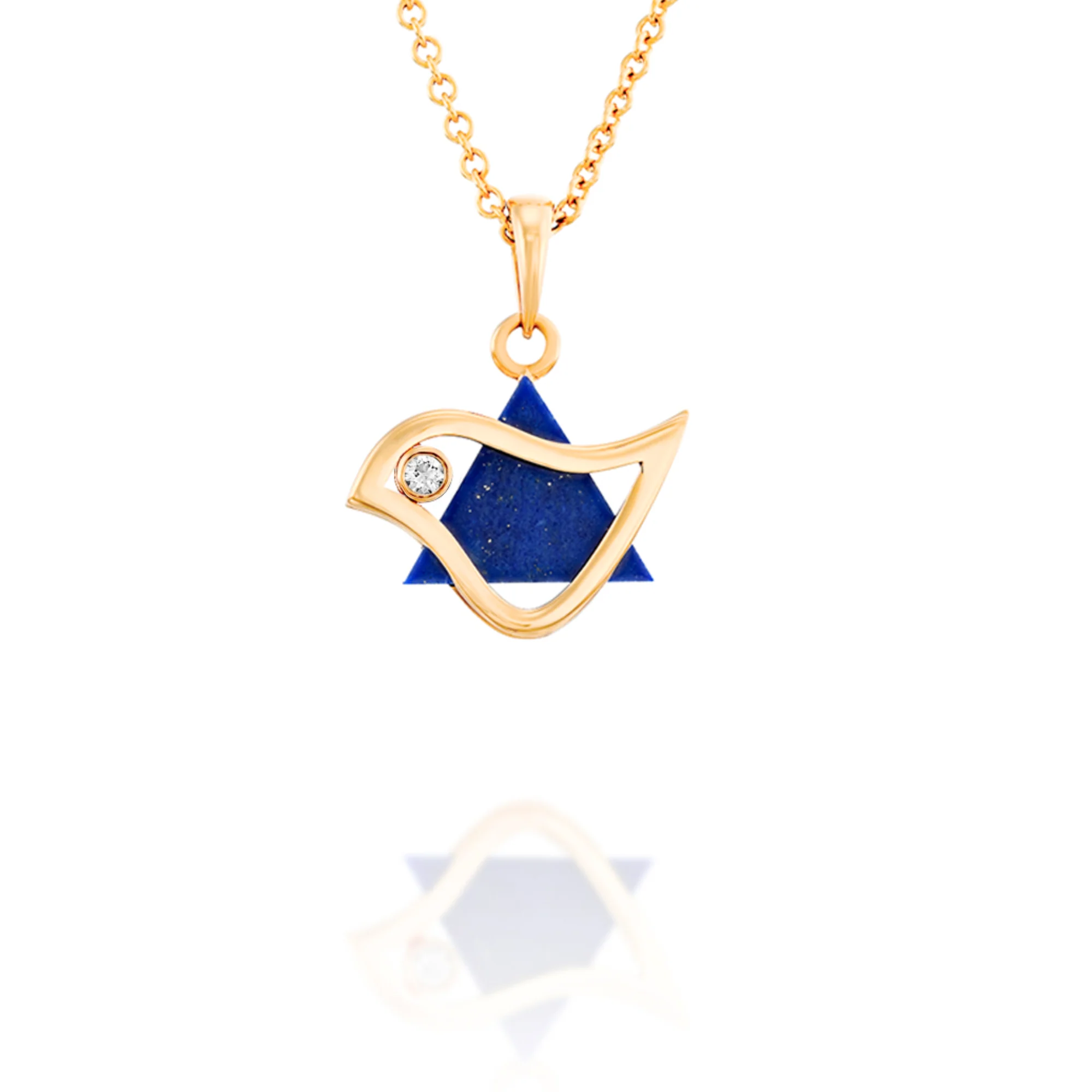 18k Gold Dove of Peace Magen David with Diamond Pendant - Image 9