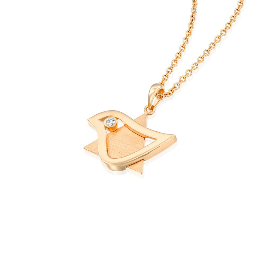 18k Gold Diamond Dove of Peace Star of David Pendant - Image 5