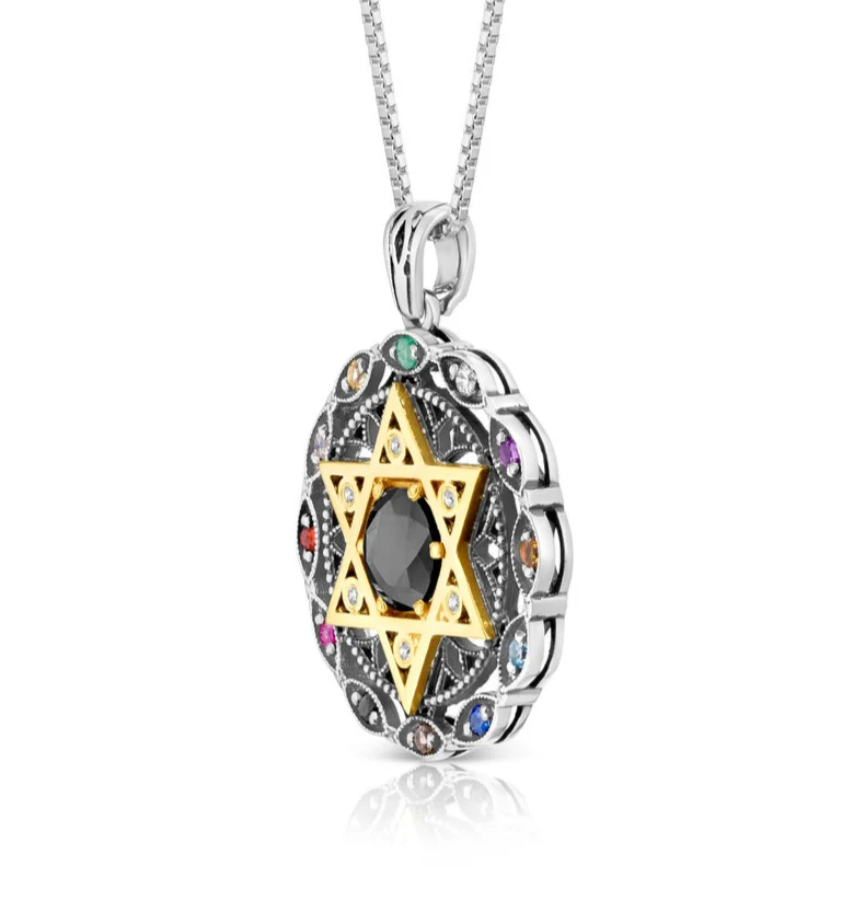 Twelve Stone Evil Eye Star of David Onyx Pendant - Image 3