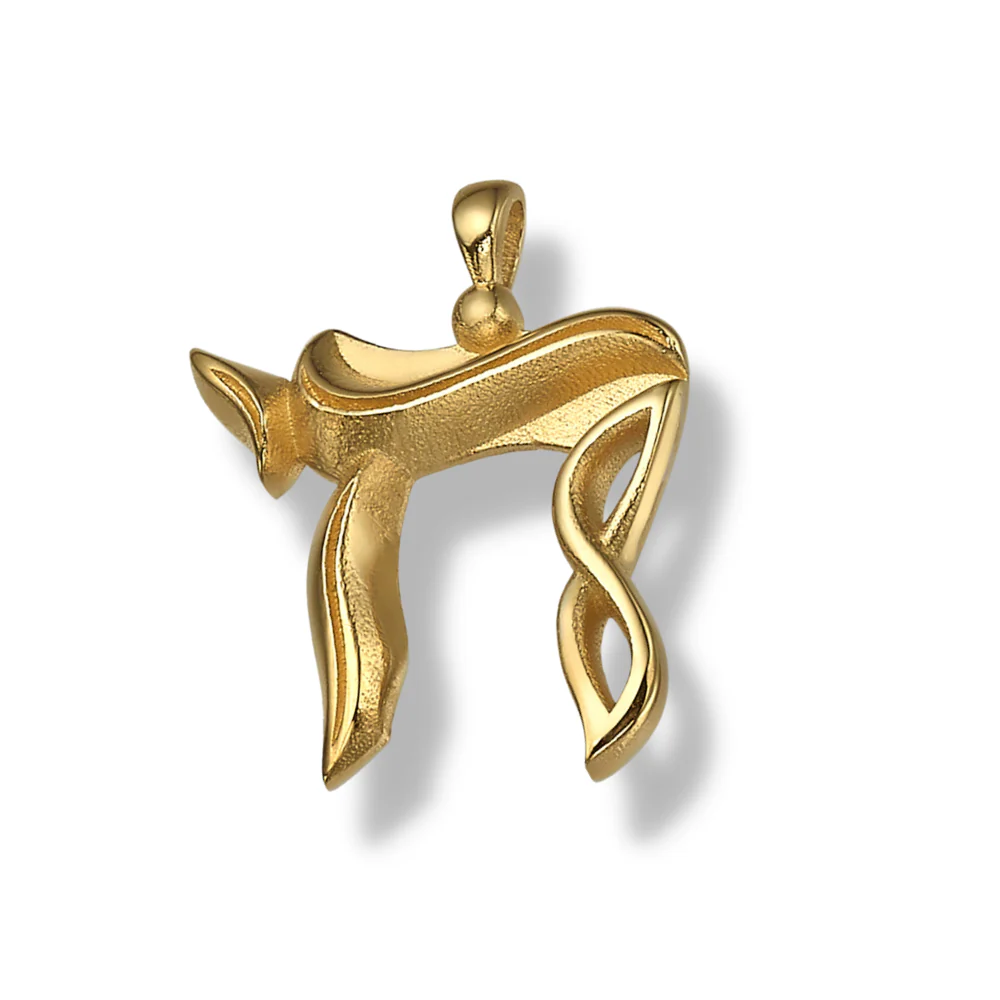 Designer Chai Pendant in 14K Gold - Image 2