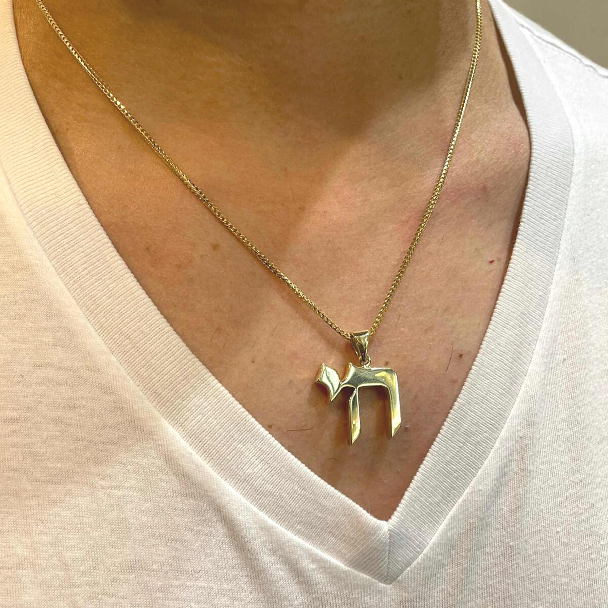 Chai Pendant - 14k Gold Heavy Weight - Image 4