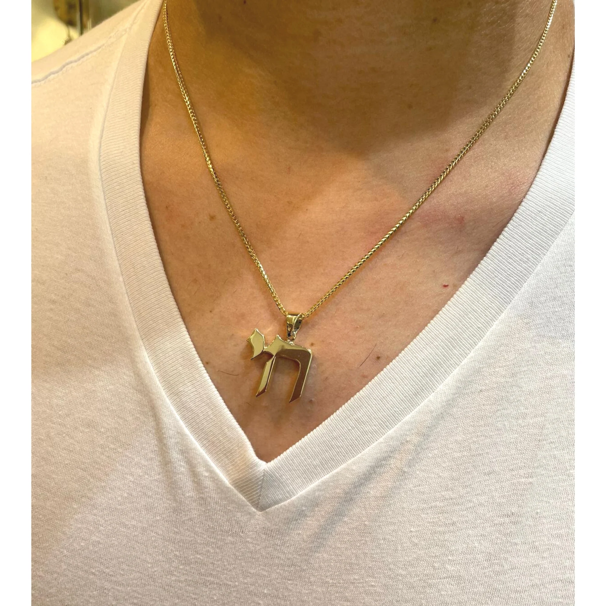 Chai Pendant - 14k Gold Heavy Weight - Image 5