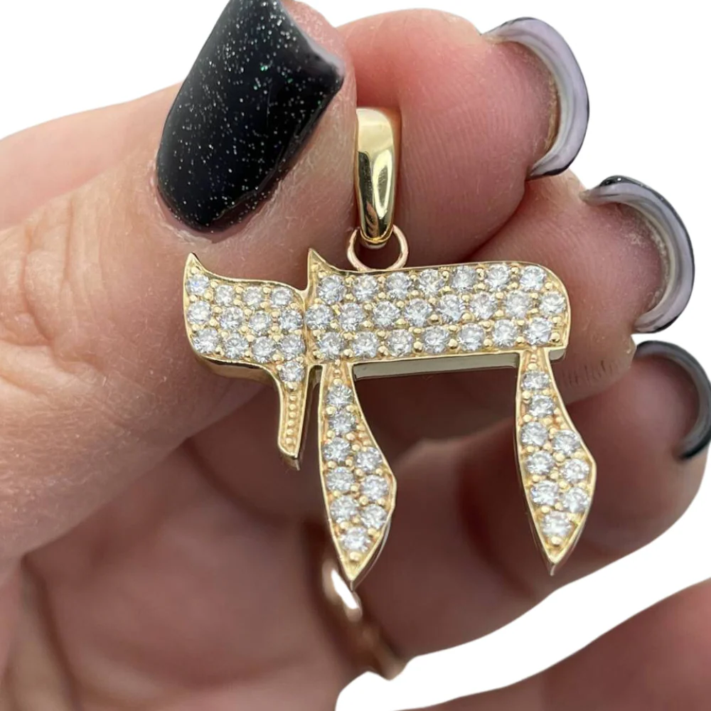 Diamond Chai Pendant in 14K Gold - Image 2