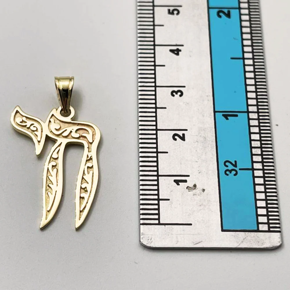 Embellished Chai 14k Yellow Gold Pendant - Image 7