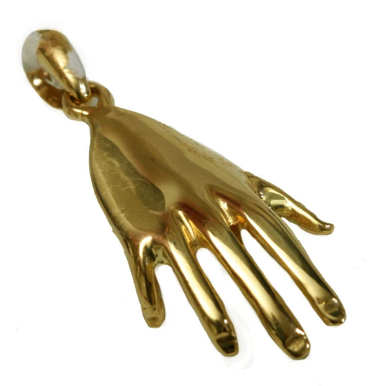 3D Hamsa Chai Pendant in 14k Gold - Image 2