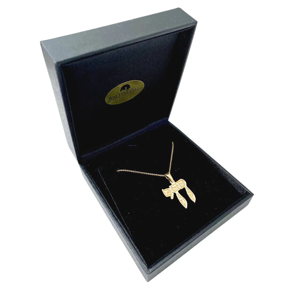 Gold David King of Israel Chai Pendant - Image 8