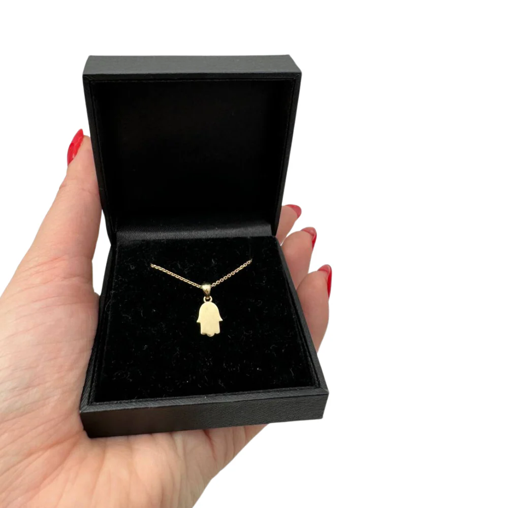 Mini 14K Gold Minimalist Hamsa Pendant - Image 7