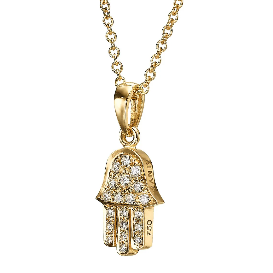 18k Gold Diamond Hamsa Pendant - Image 2